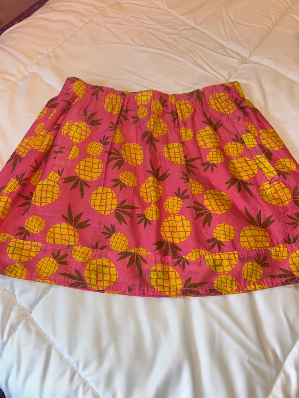 J. Crew Pink Skirt with Yellow Pineapple Print